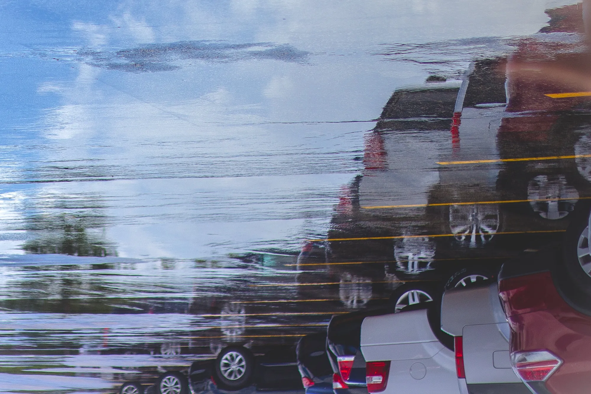 Cars in a puddle. Misc photography, South Florida.