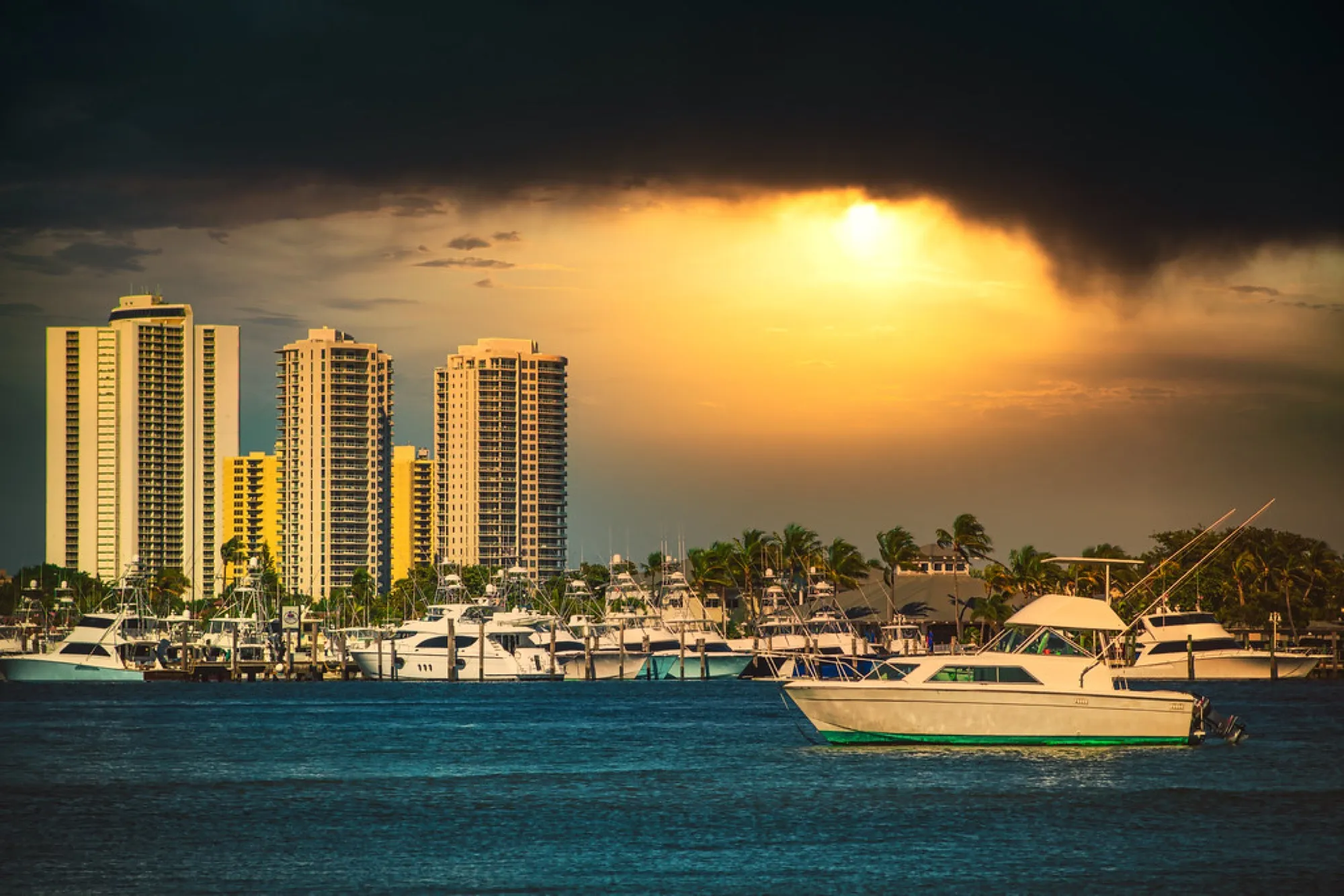 Storm light over the marina. Misc photography, South Florida.