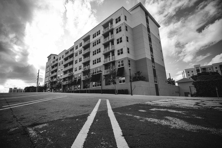 City lines in black and white. Photograph by Robin Mehdee.