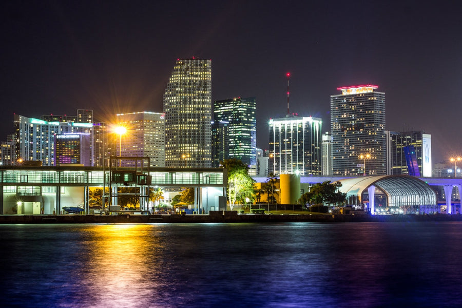 Downtown Miami after dark. Photograph by Robin Mehdee.